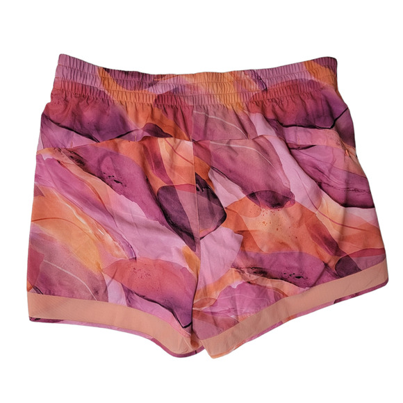ATHLETA Printed Mesh Racer Run Short 4" Stretch Pink Orange Sz 1X Shorts - Picture 2 of 7